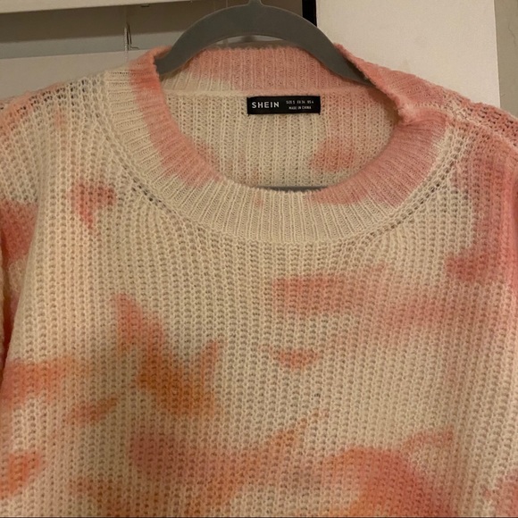 NWOT Orange/pink tie dye sweater with lace-up back - Picture 5 of 5